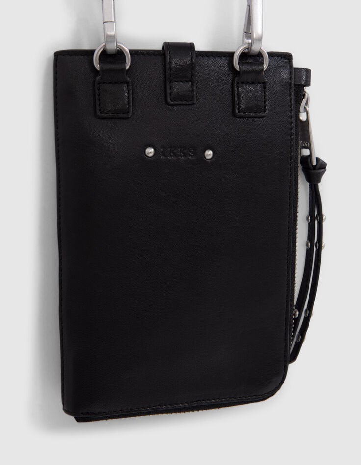 Ikks Phone Bag 1440 Noir Cuir Femme