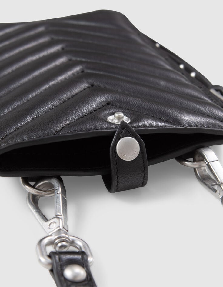 Ikks Phone Bag 1440 Noir Cuir Femme