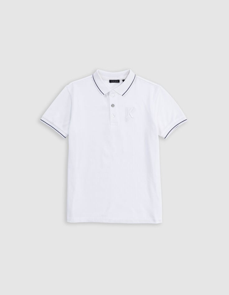 Ikks Polo Blanc Broderie K-éclair Garçon