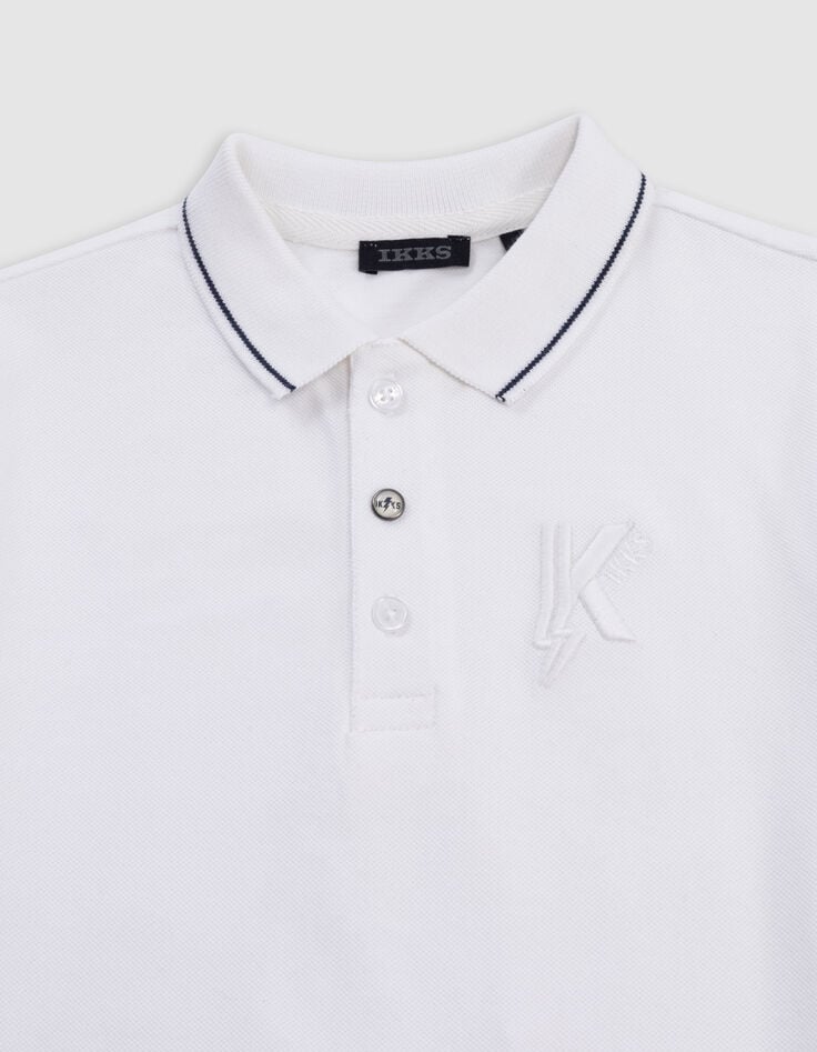 Ikks Polo Blanc Broderie K-éclair Garçon