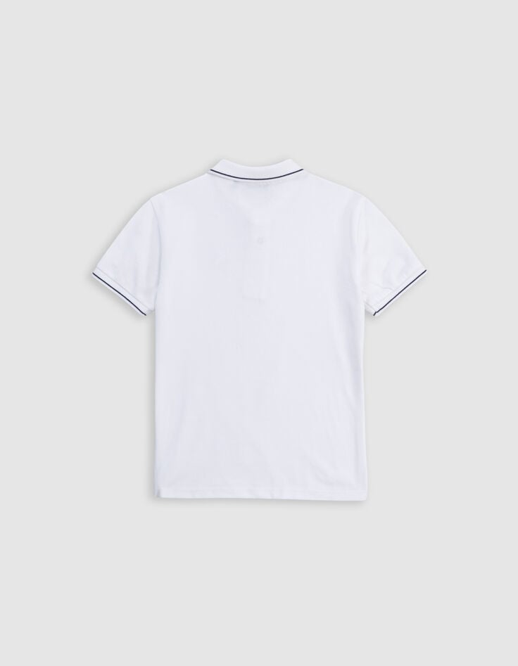 Ikks Polo Blanc Broderie K-éclair Garçon