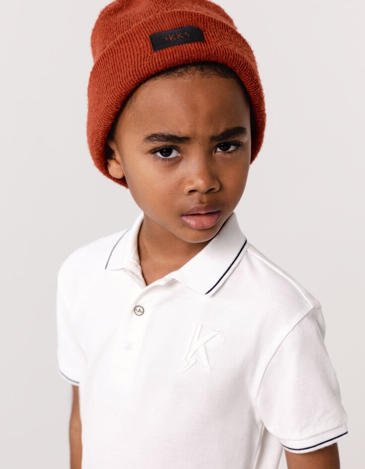 ikks Polo blanc broderie K-éclair garçon