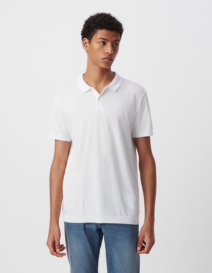 Ikks Polo Blanc En Coton Modal Homme