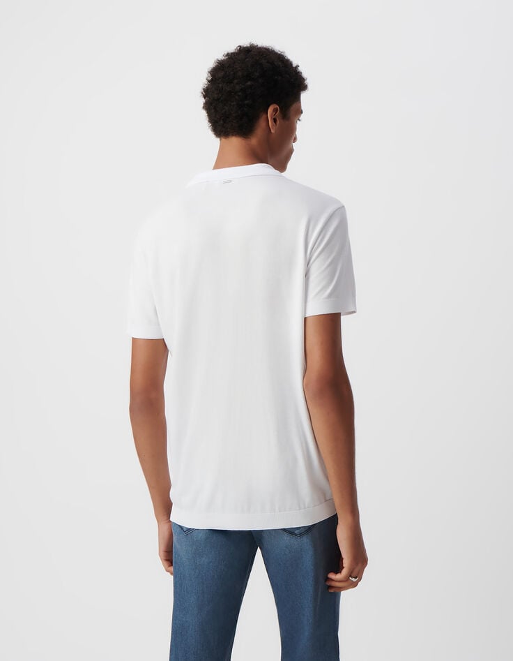 Ikks Polo Blanc En Coton Modal Homme