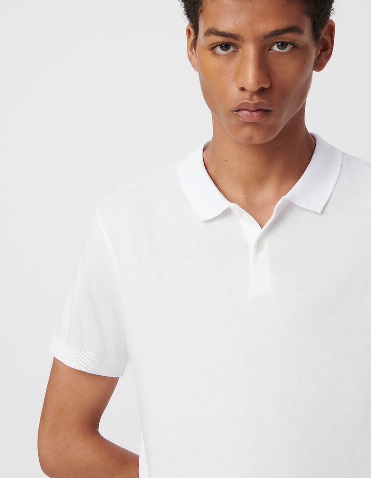 Ikks Polo Blanc En Coton Modal Homme