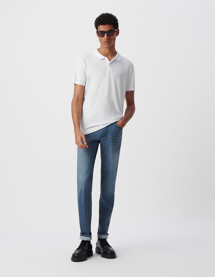 ikks Polo blanc en coton modal Homme