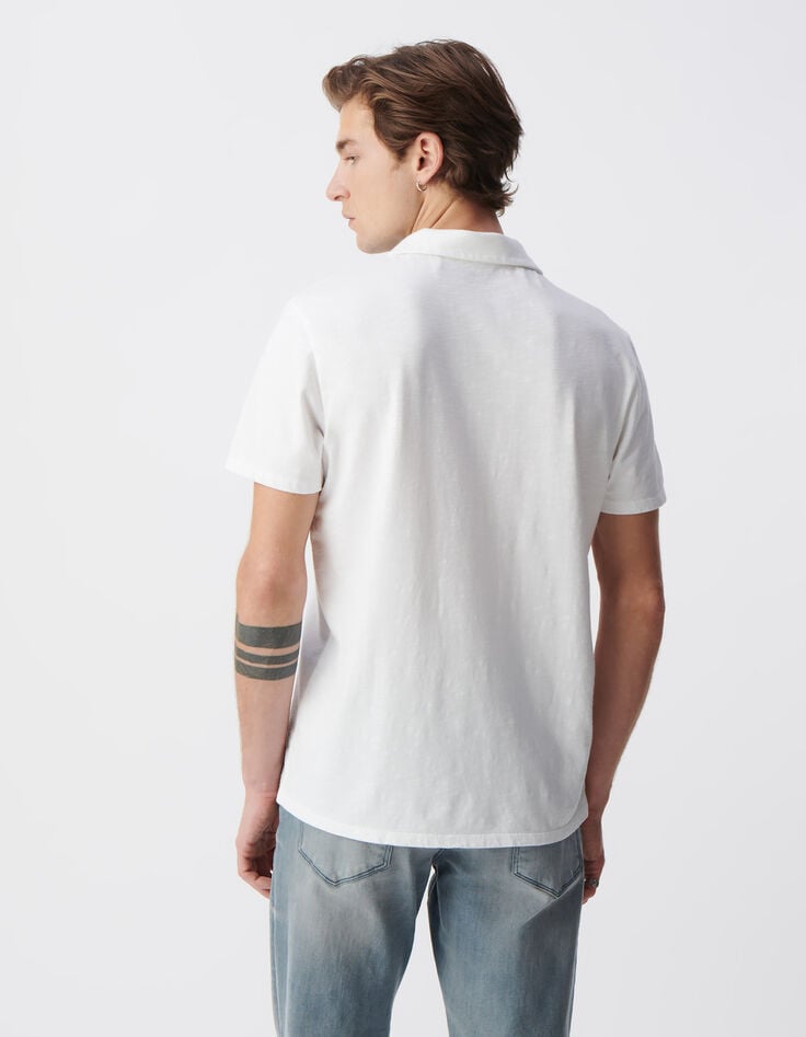 Ikks Polo Blanc L'Essentiel Coton Bio Flammé Homme