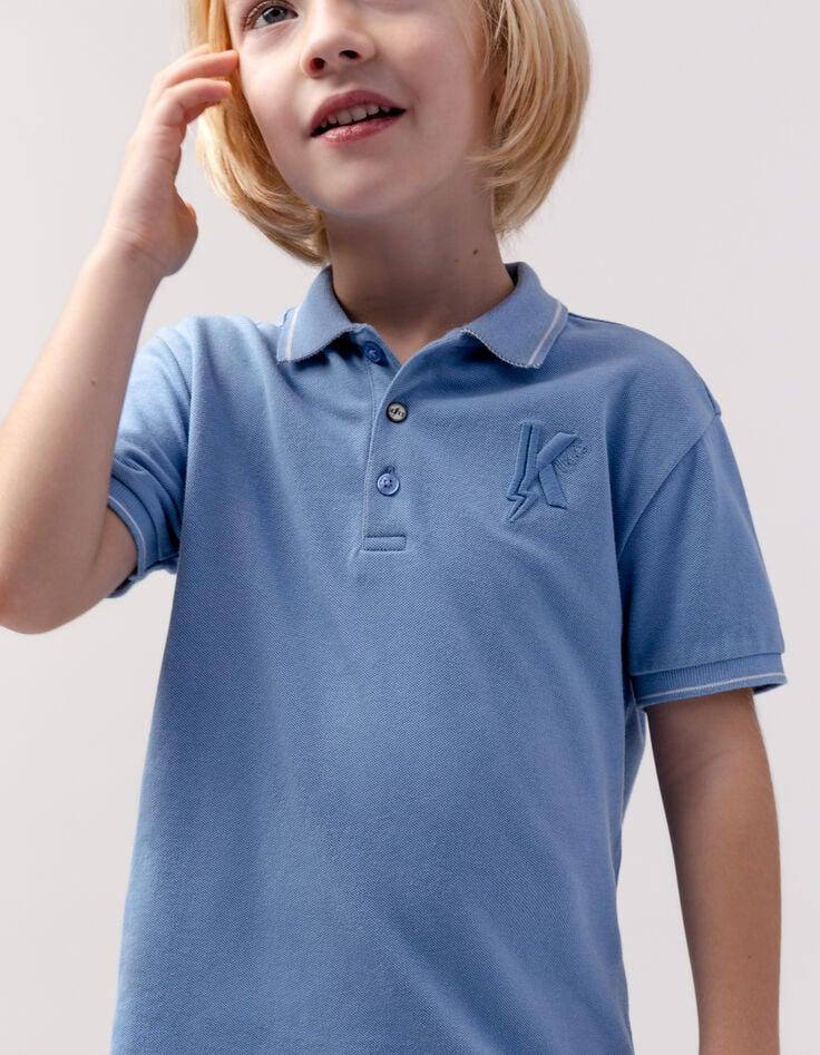 Ikks Polo Bleu Broderie K-éclair Garçon