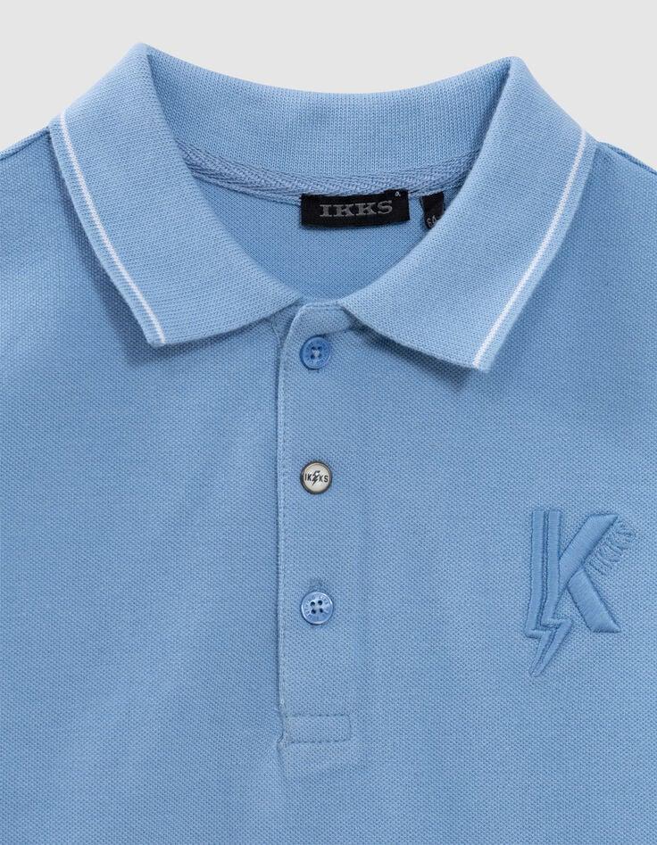 Ikks Polo Bleu Broderie K-éclair Garçon