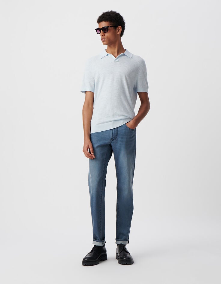 ikks Polo ciel tricot léger Homme