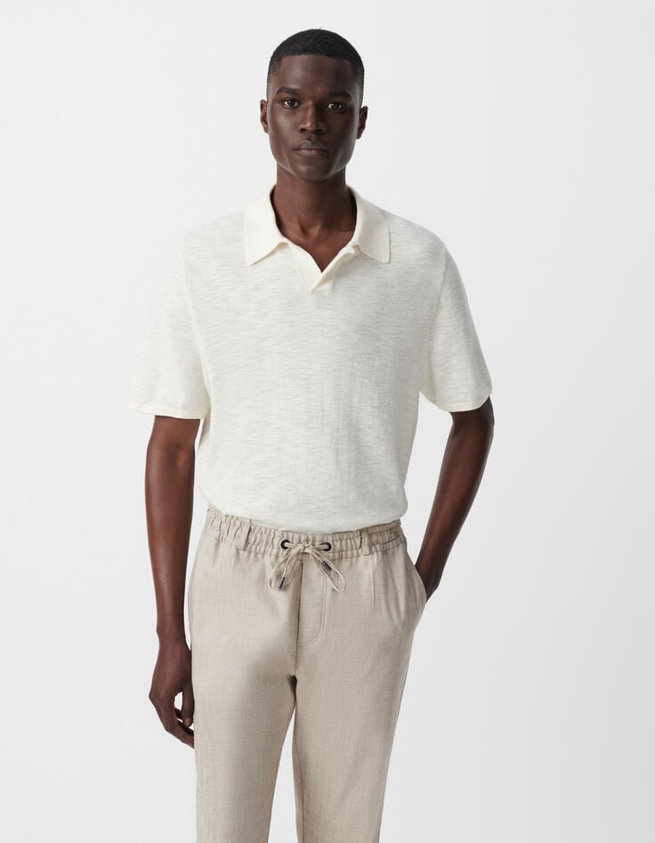 Ikks Polo Craie En Tricot Flammé Homme