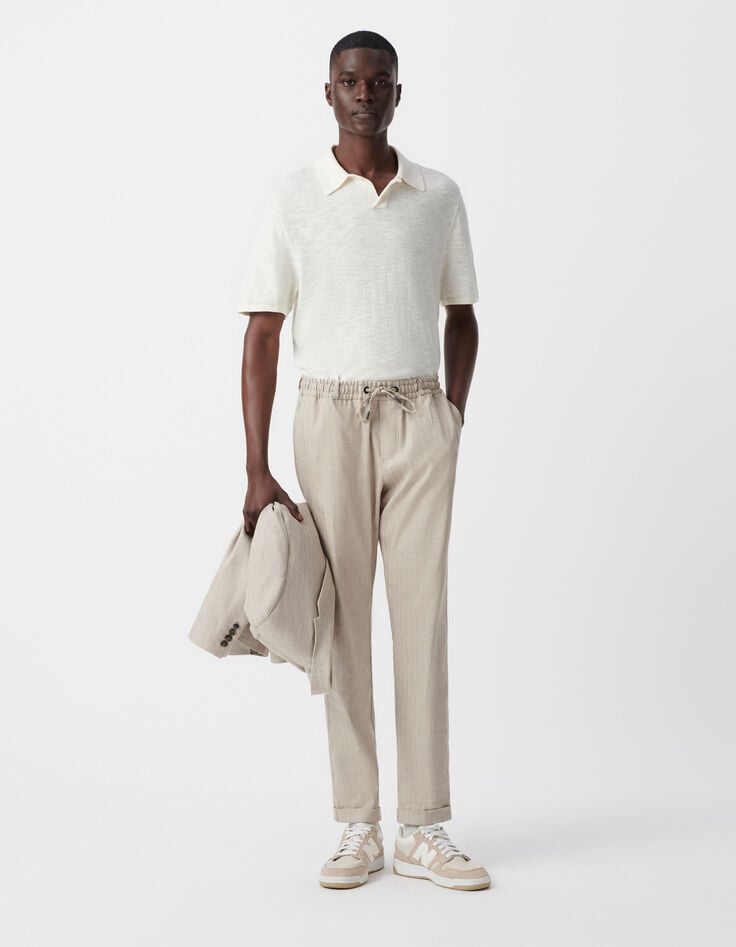 ikks Polo craie en tricot flammé Homme