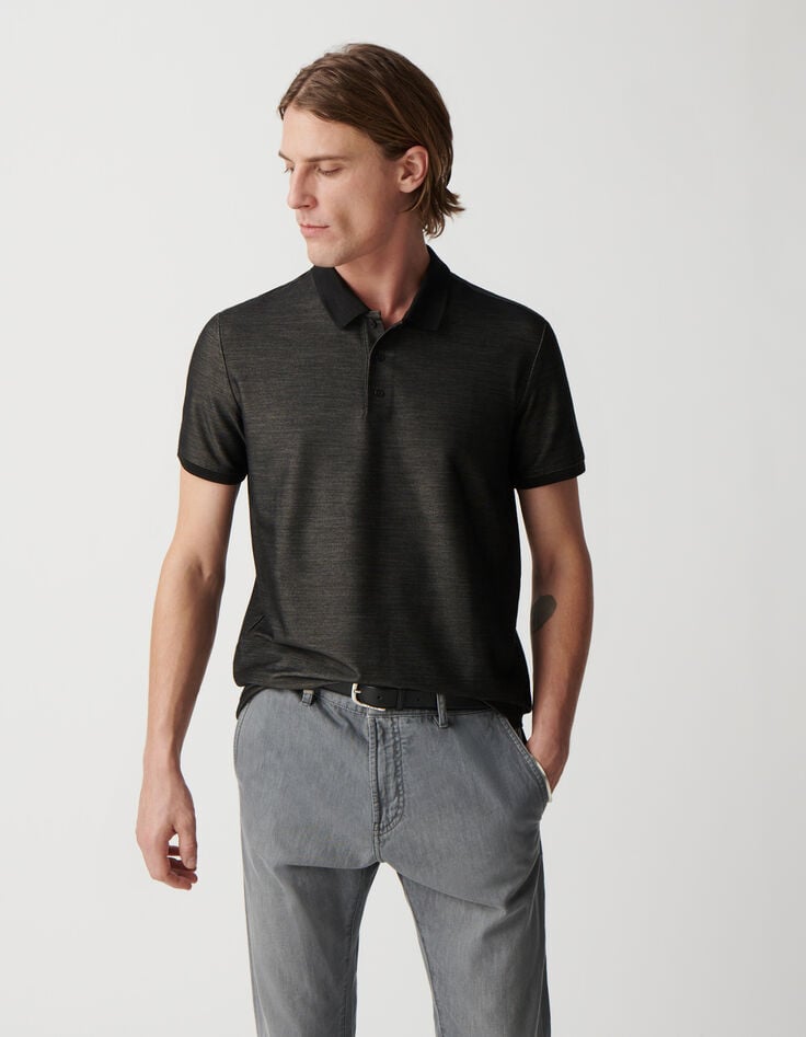 Ikks Polo Gris Maille Faux-uni SEAWOOL® Homme