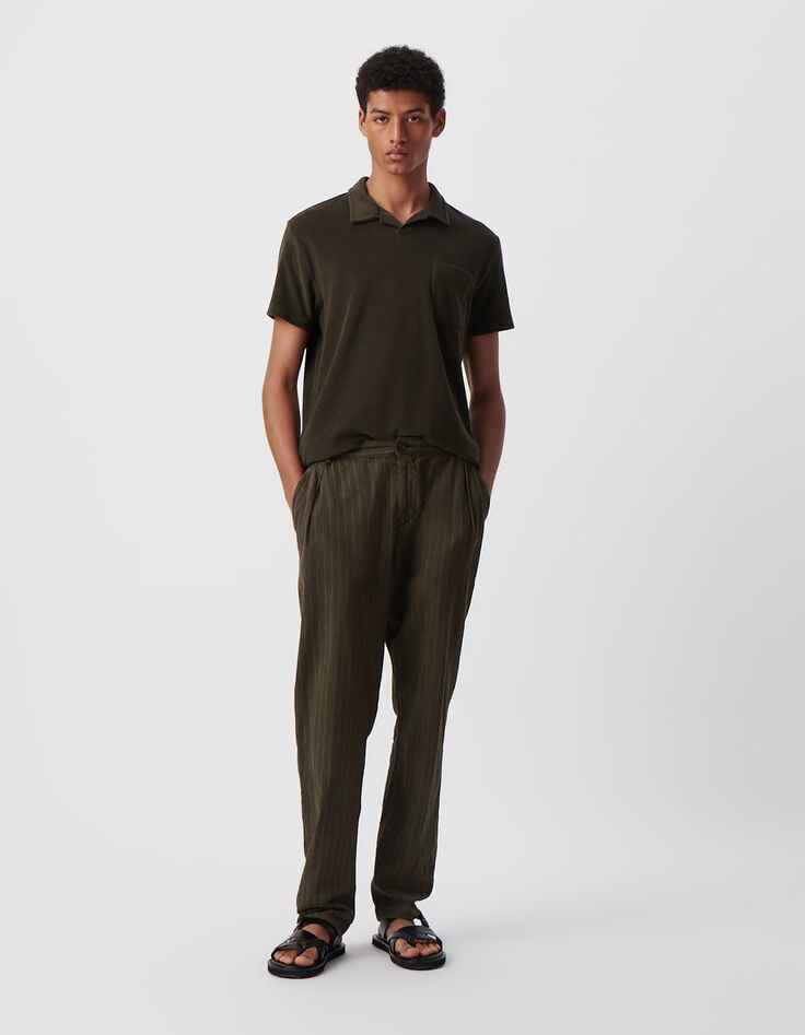 Ikks Polo Kaki Coton Bio En éponge Homme