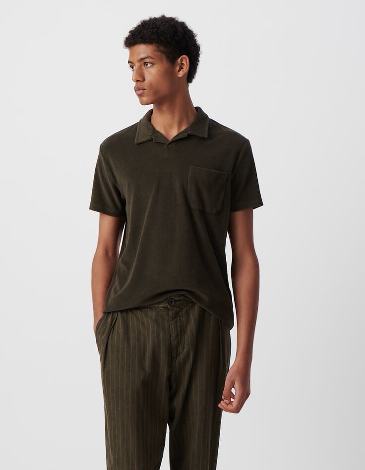 Ikks Polo Kaki Coton Bio En éponge Homme