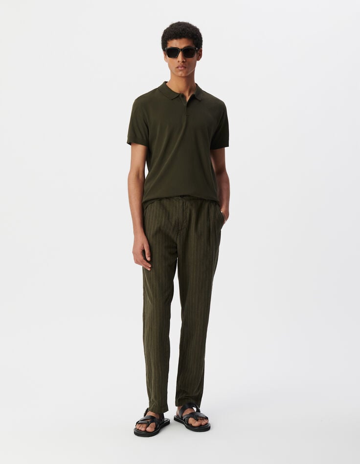 Ikks Polo Kaki En Coton Modal Homme