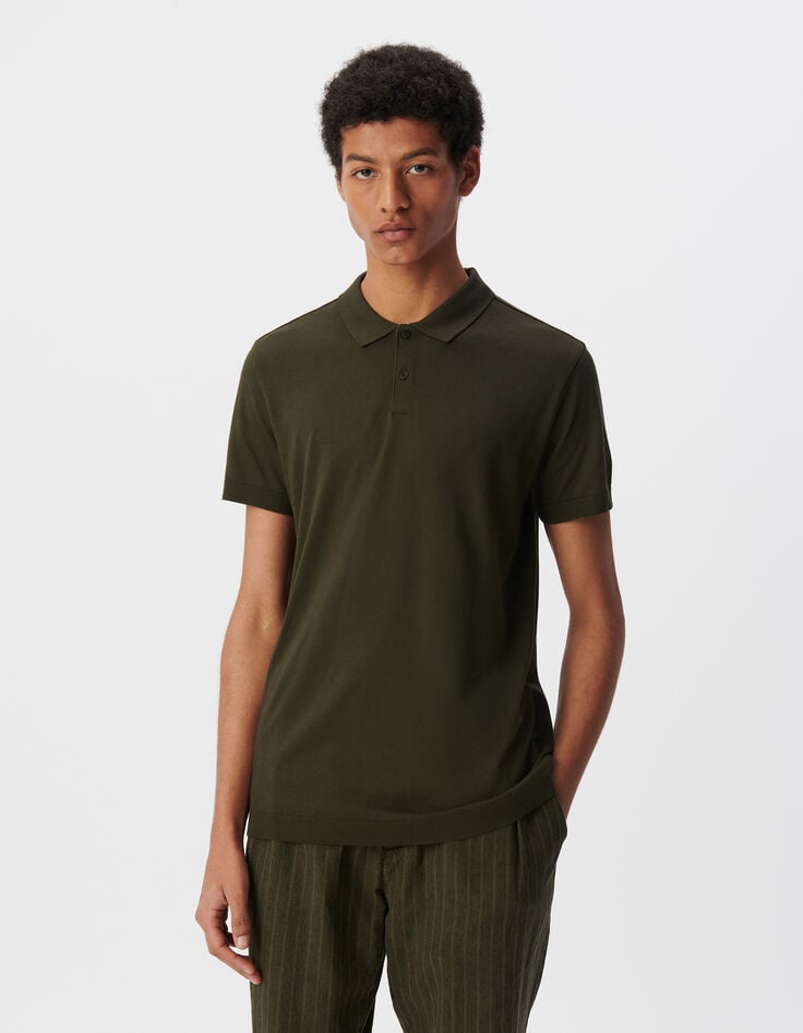 ikks Polo kaki en coton modal Homme