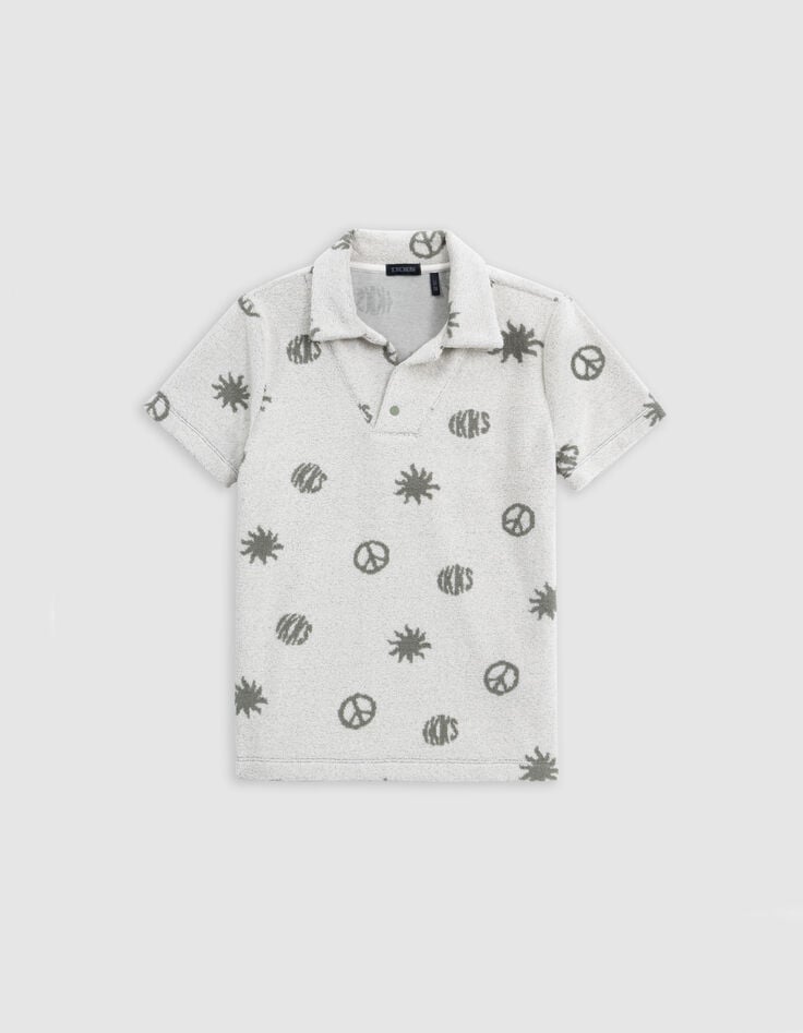 Ikks Polo Kaki éponge Motifs Peace And Love Garçon