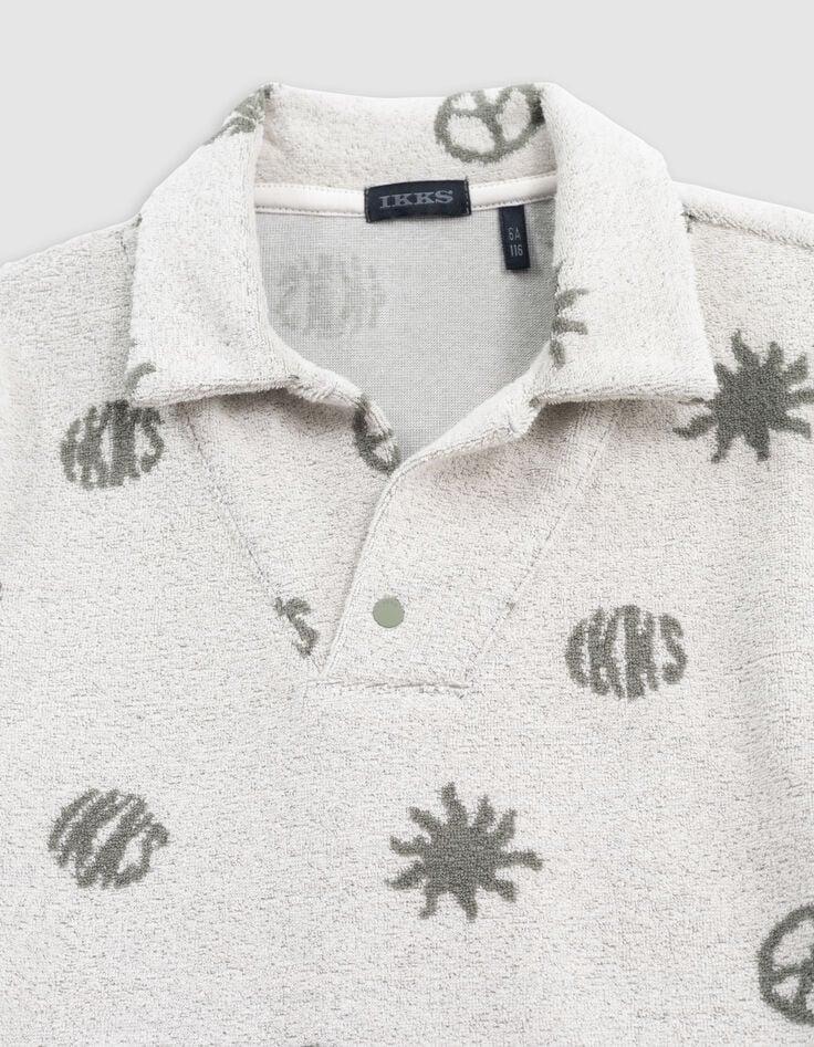 Ikks Polo Kaki éponge Motifs Peace And Love Garçon