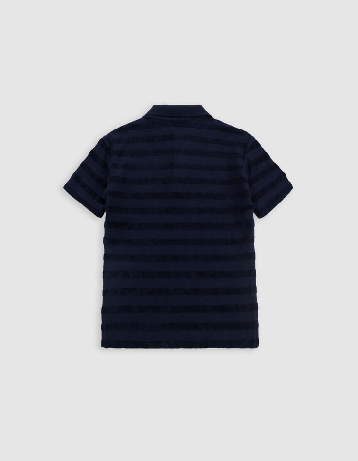 Ikks Polo Marine Coton Bio Rayures éponge Garçon