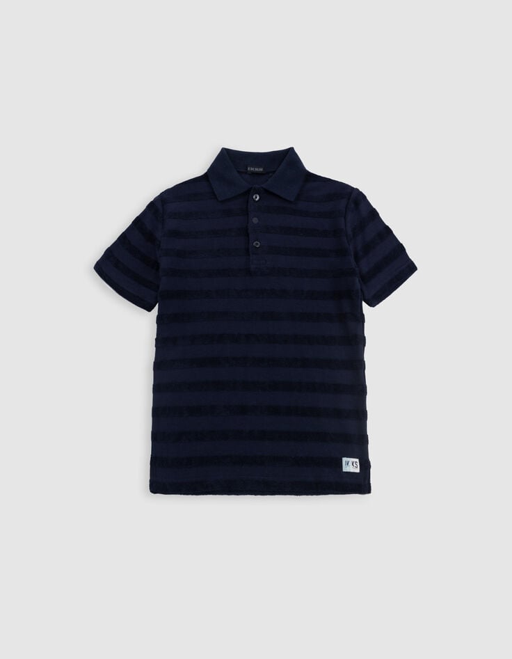 ikks Polo marine coton bio rayures éponge garçon
