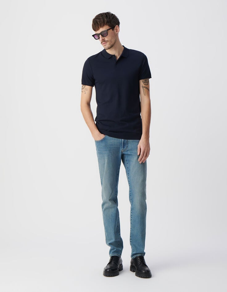 ikks Polo marine en coton modal Homme