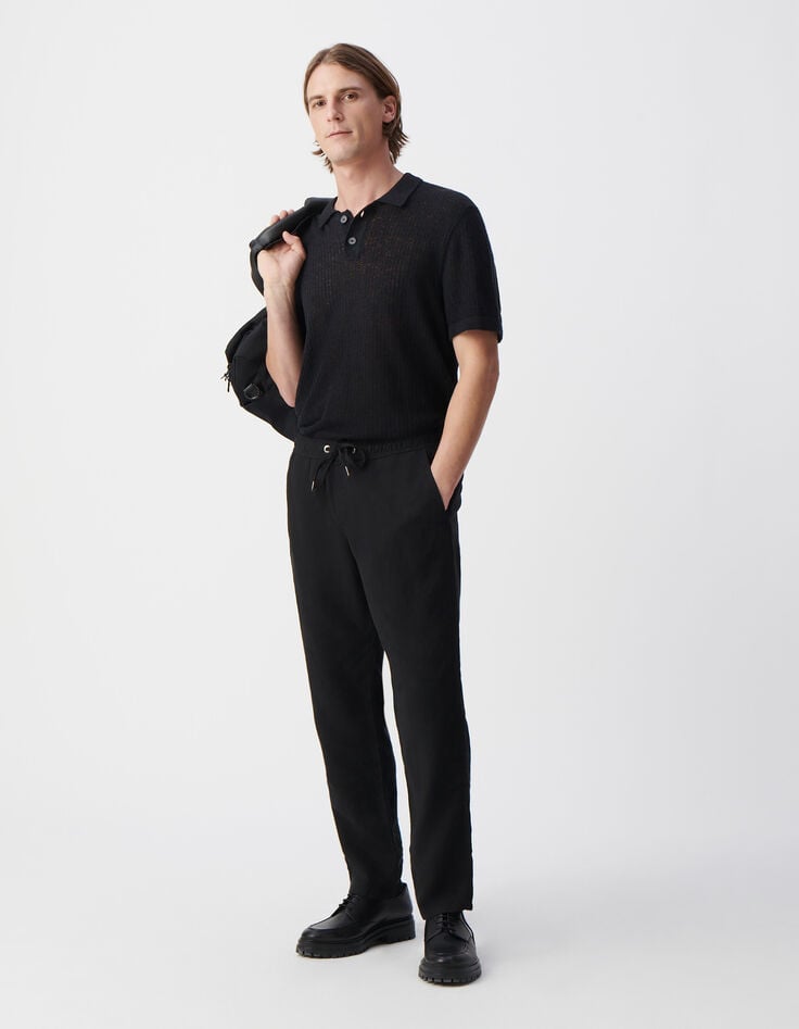 ikks Polo noir tricot ajouré fantaisie Homme