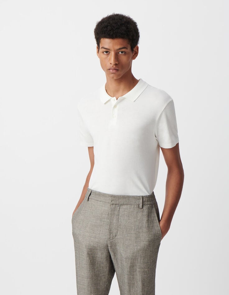 Ikks Polo Off White Coton Modal Homme