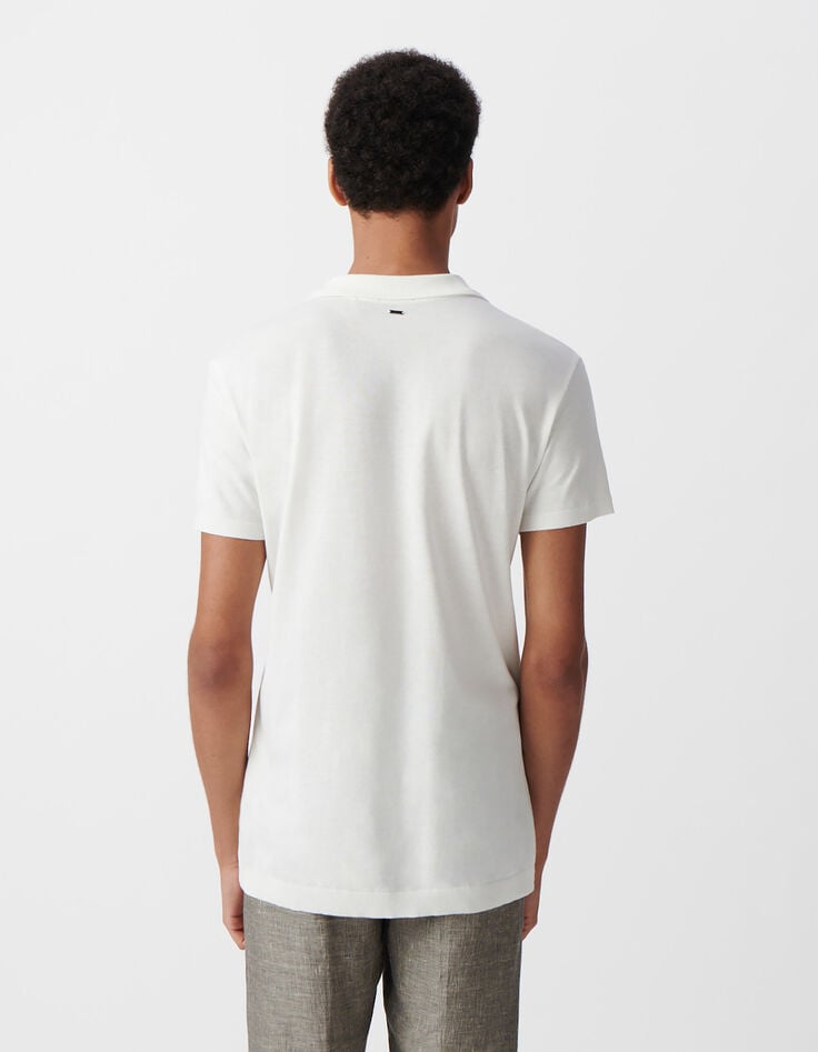 Ikks Polo Off White Coton Modal Homme