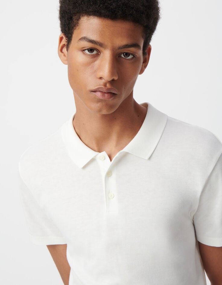 Ikks Polo Off White Coton Modal Homme