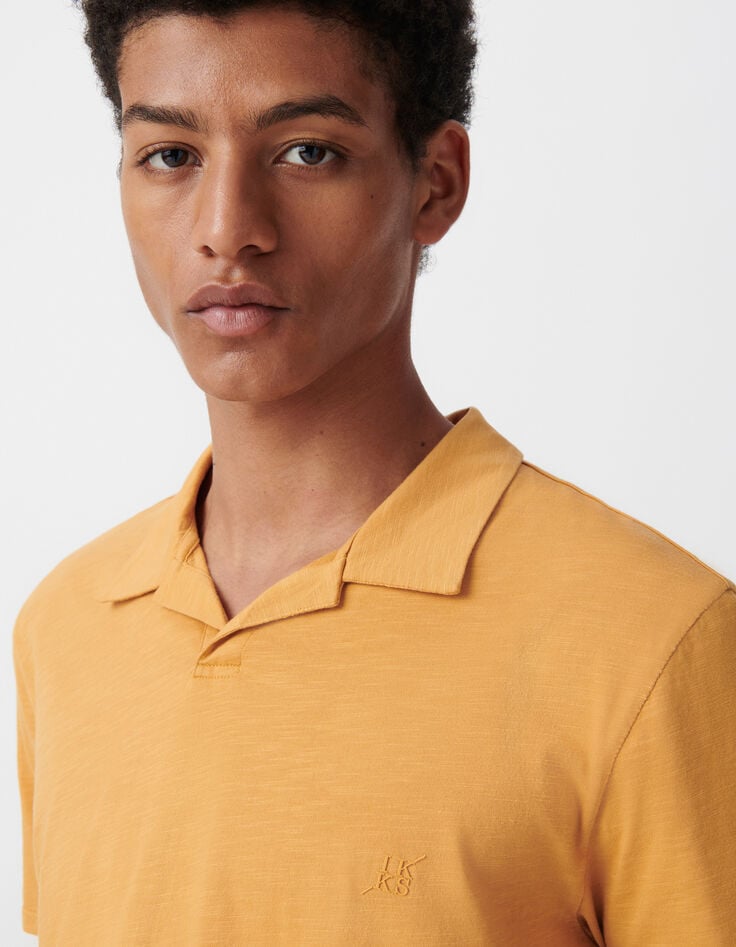 Ikks Polo REGULAR Curcuma Coton Bio Flammé Homme