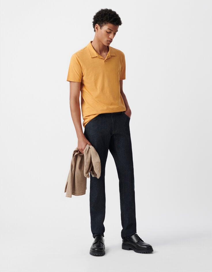 ikks Polo REGULAR curcuma coton bio flammé Homme