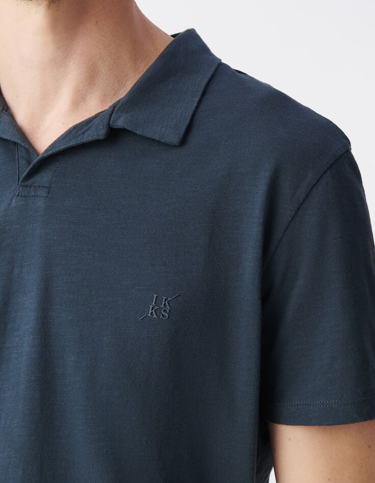 Ikks Polo REGULAR Encre Coton Bio Flammé Homme
