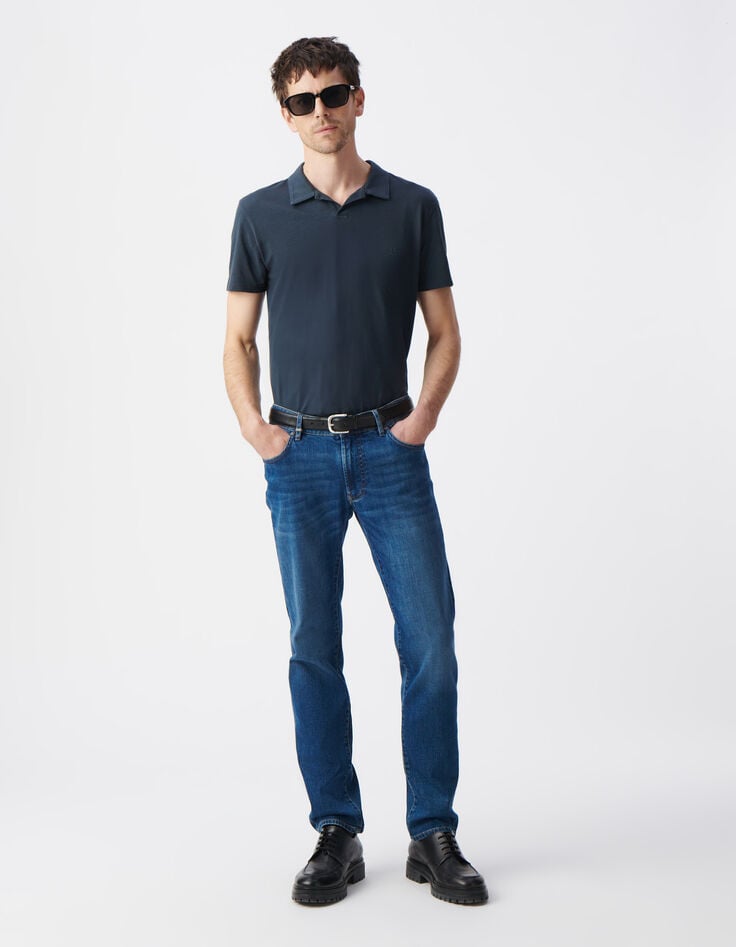 ikks Polo REGULAR encre coton bio flammé Homme