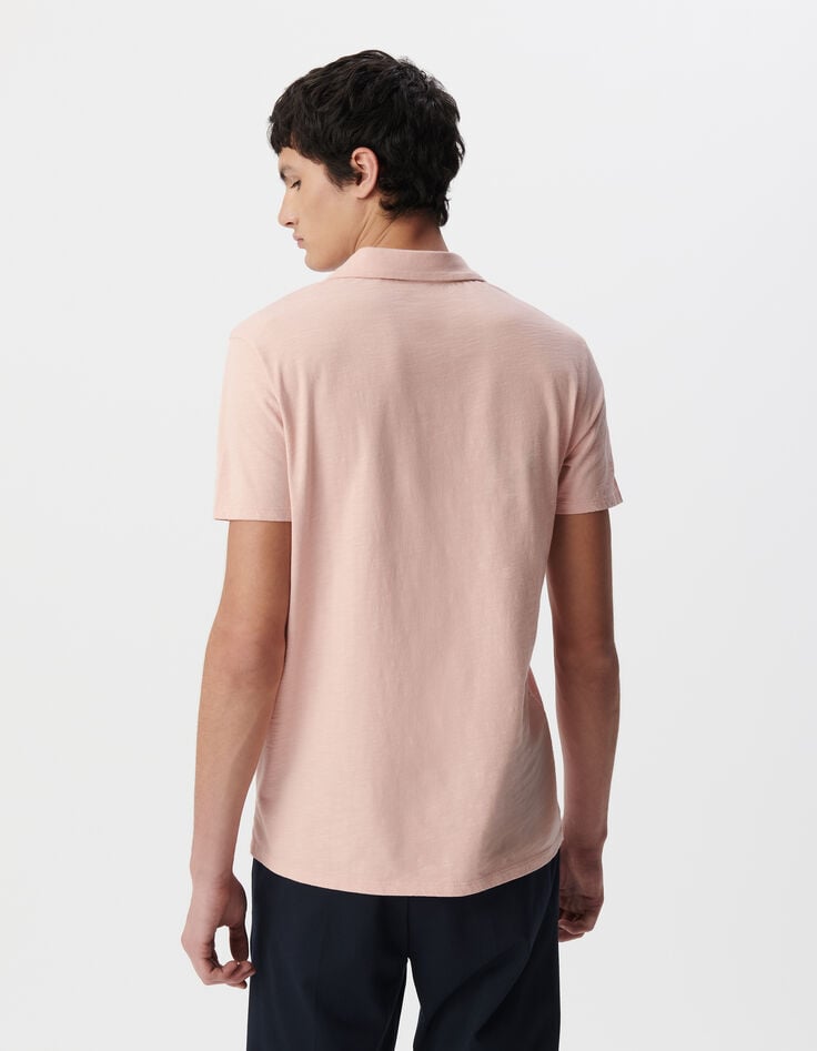 Ikks Polo REGULAR Rose Coton Bio Flammé Homme