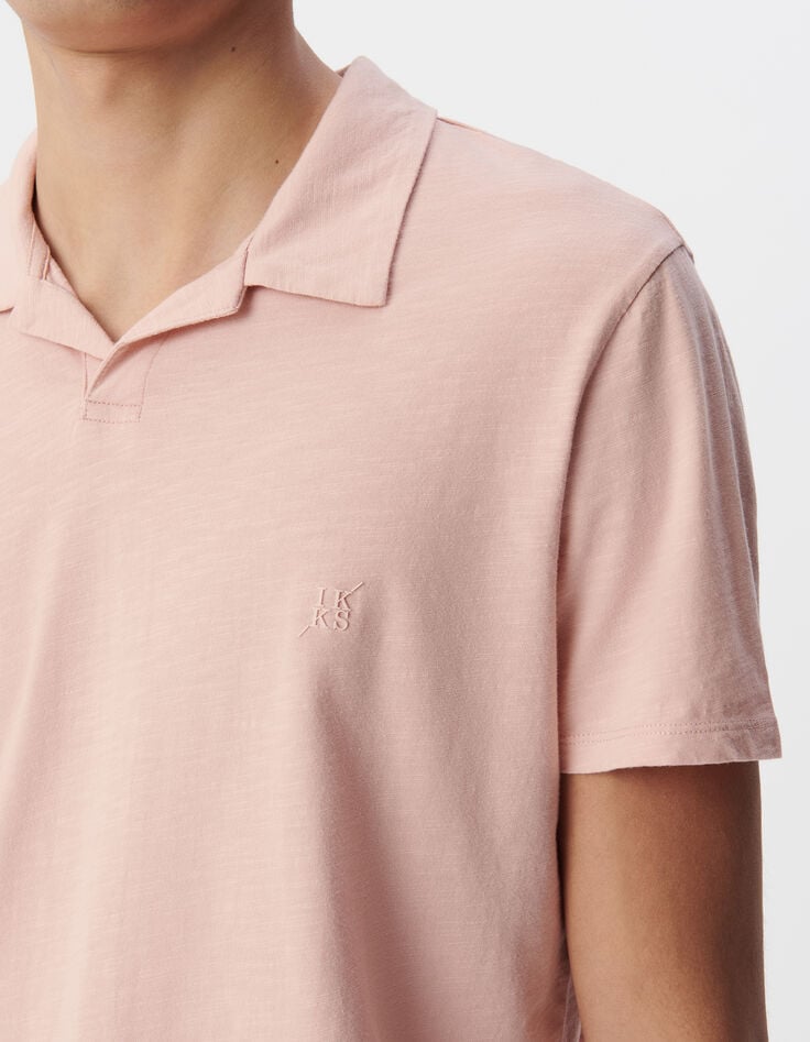 Ikks Polo REGULAR Rose Coton Bio Flammé Homme