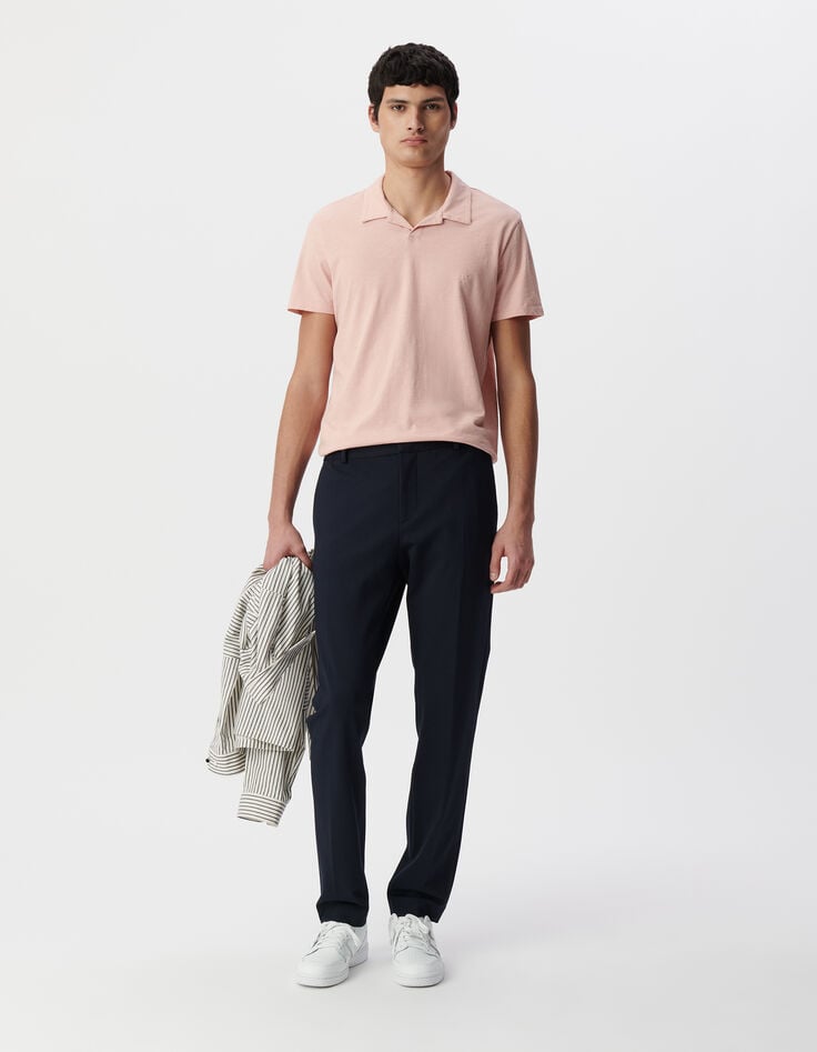 ikks Polo REGULAR rose coton bio flammé Homme