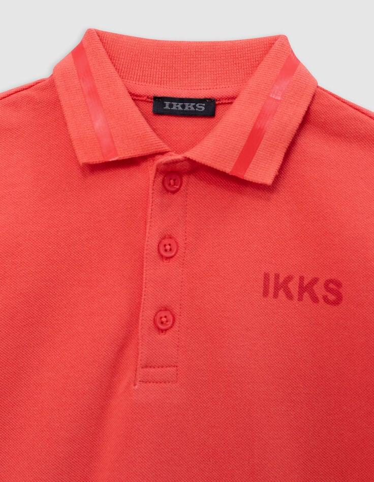 Ikks Polo Rouge Rayure Gomme Sur Col Garçon