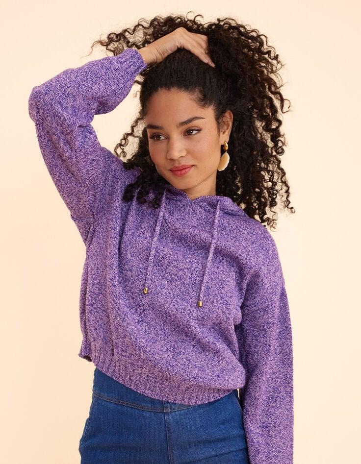 ikks Pull à capuche parme tricot mouliné I.Code