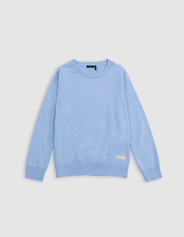 Ikks Pull Bleu Tricot Jacquard Message Dos Garçon