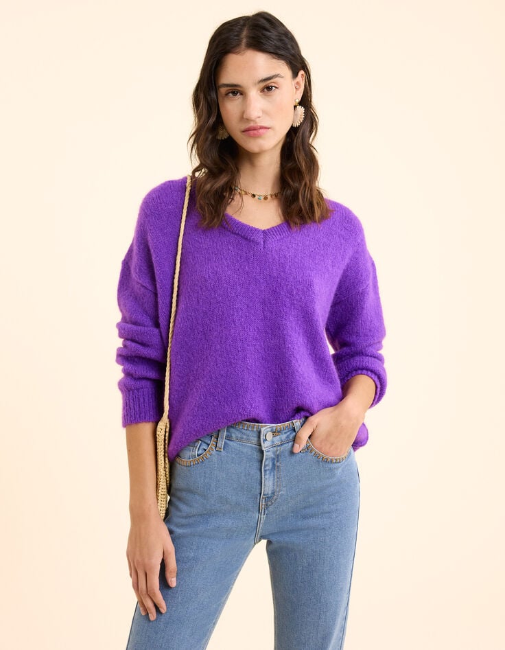 ikks Pull dark purple tricot fantaisie I.Code