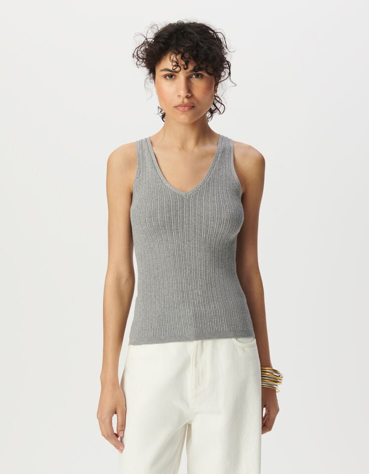 Ikks Pull Débardeur Gris Tricot Fantaisie