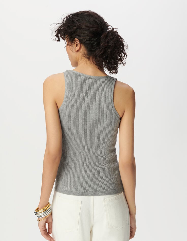 Ikks Pull Débardeur Gris Tricot Fantaisie
