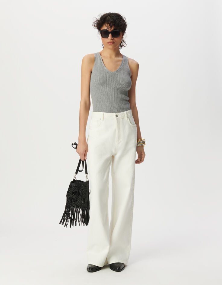 ikks Pull débardeur gris tricot fantaisie