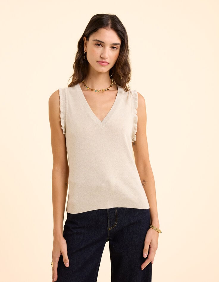 Ikks Pull Doré Sans Manches Tricot Lurex I.Code