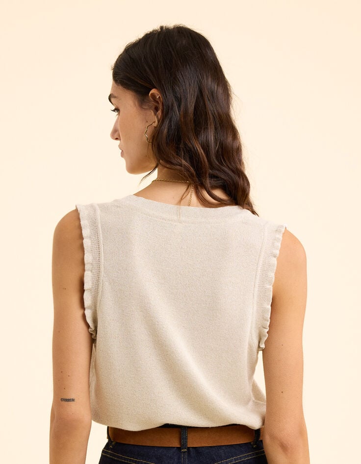 Ikks Pull Doré Sans Manches Tricot Lurex I.Code