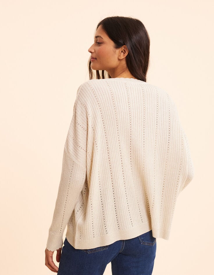 Ikks Pull Doré Tricot Côtelé Ajouré Lurex I.Code