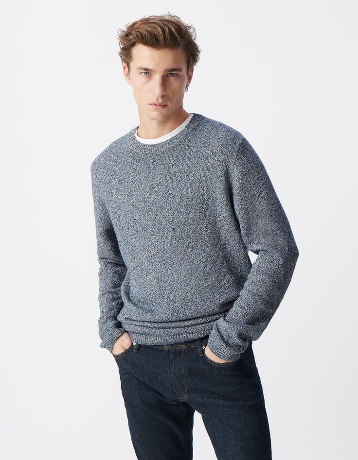 Ikks Pull Encre Tricot Mouliné Col Rond Homme