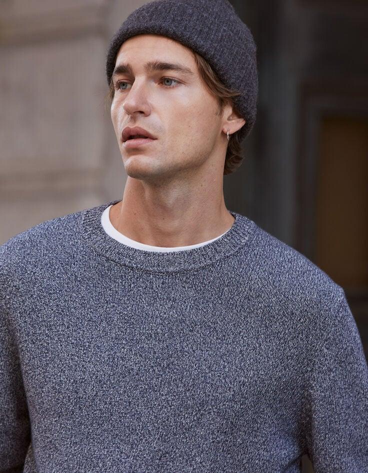 ikks Pull encre tricot mouliné col rond Homme