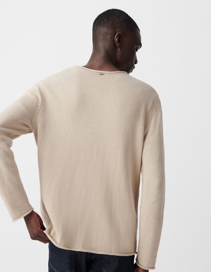 Ikks Pull Lin Tricot Fin Bords Roulottés Homme